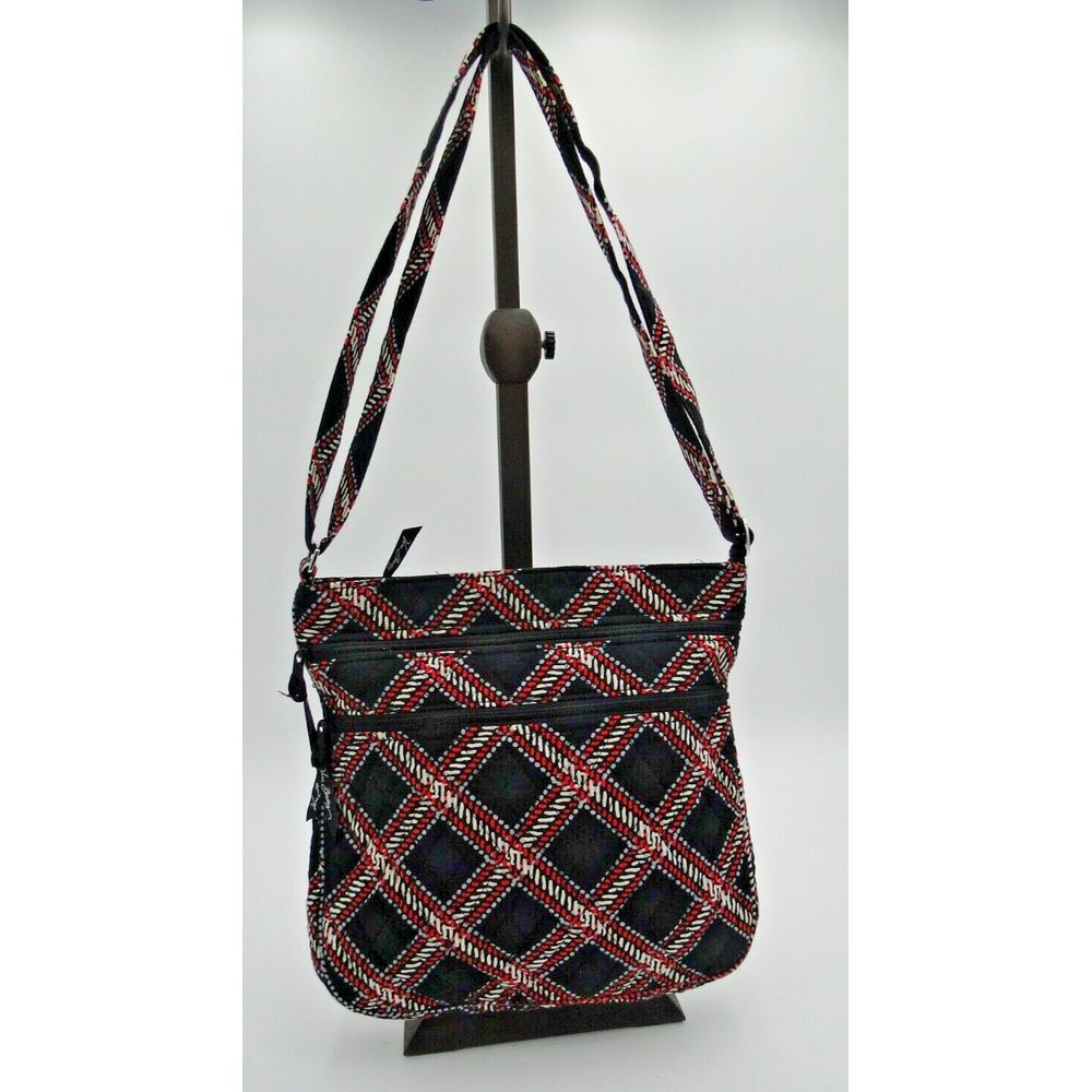 Vera Bradley Hipster Crossbody Purse‎ Black Red Grey Ivory